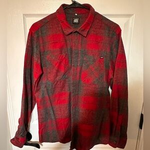 Lost Mischief Red/Dark Gray Button-up Flannel. Medium.
